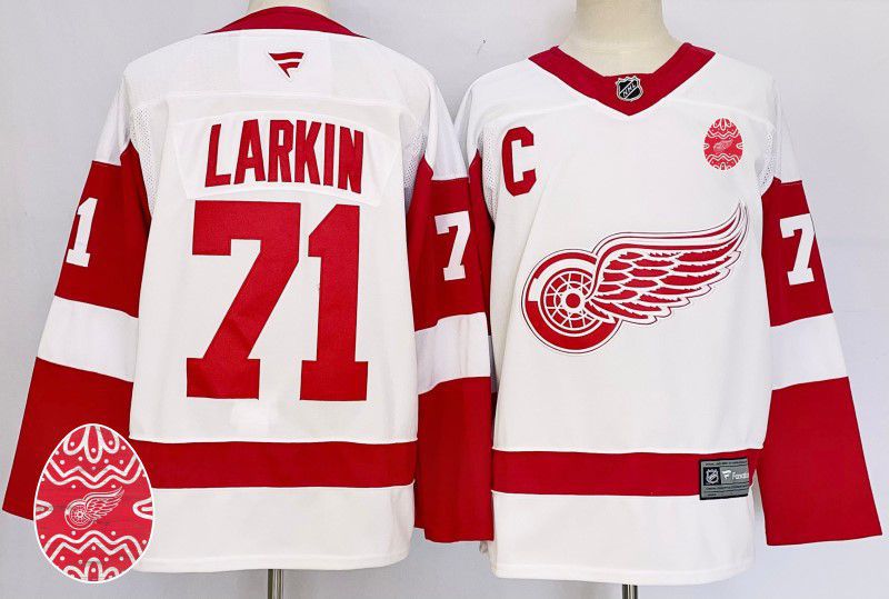 Men Detroit Red Wings #71 Larkin White Fanatics 2025 NHL Jersey style 1